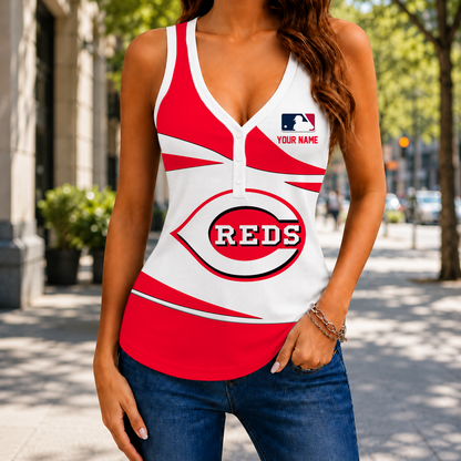LIMITED EDITION - NEW CUSTOMIZED MLB05 CRS CINCINNATI REDS WOMEN'S V-NECK TANK TOP
