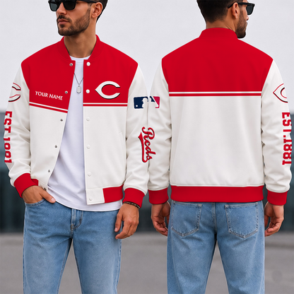 SPECIAL EDITION - NEW CUSTOMIZED MLB05 CRS CINCINNATI REDS SATIN VARSITY & BASEBALL JACKET