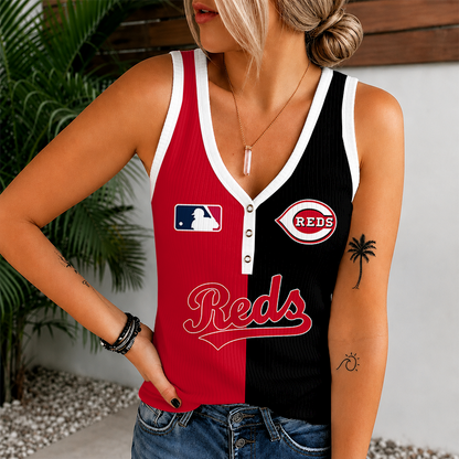 [FLASH SALE] NEW CUSTOMIZED MLB05 CRS CINCINNATI REDS WOMEN'S V-NECK TANK TOP