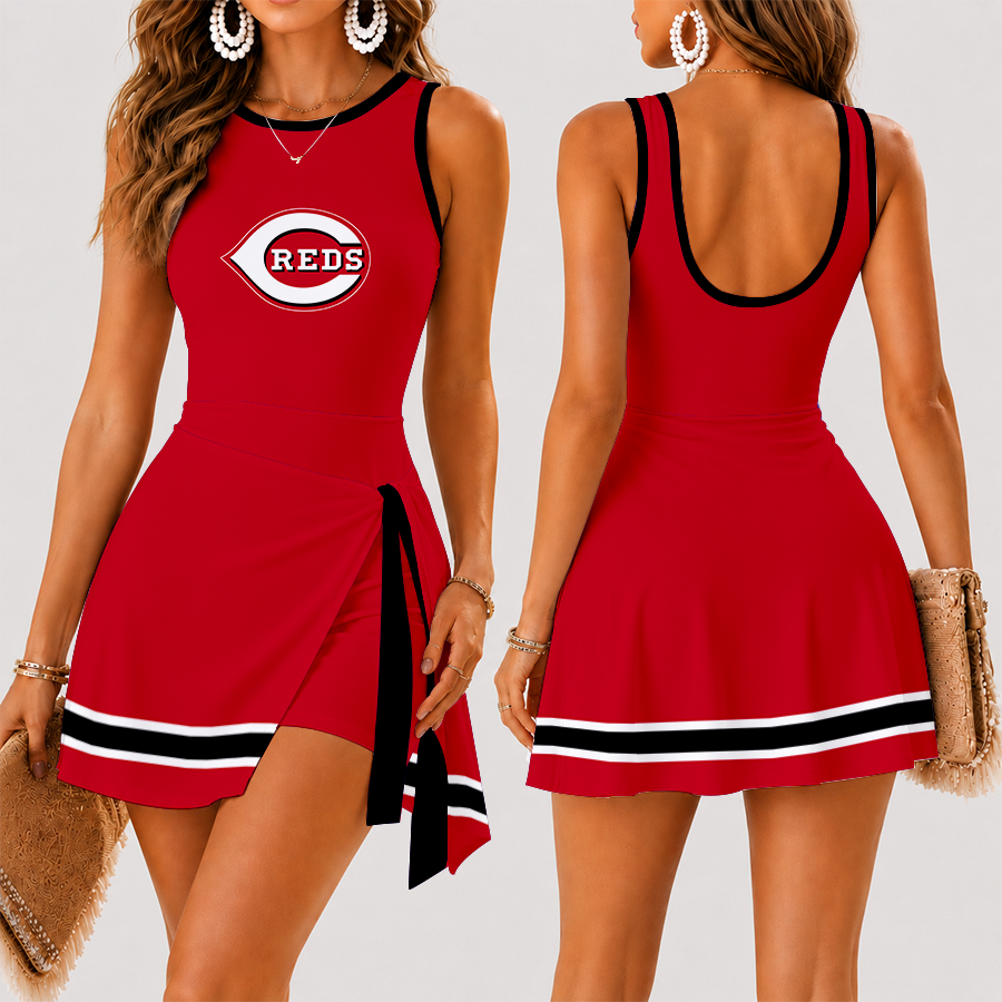 [FLASH SALE] NEW CUSTOMIZED MLB05 CRS CINCINNATI REDS WOMEN'S SUMMER SKORT DRESS
