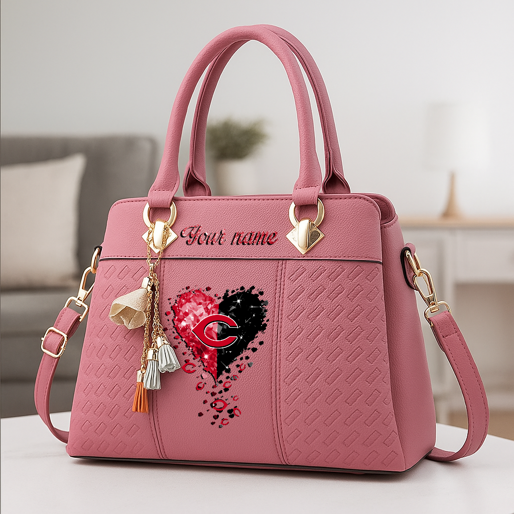 LIMITED EDITION - NEW CUSTOMIZED MLB05 CRS CINCINNATI REDS ZIP HANDBAG MULTICOLOR
