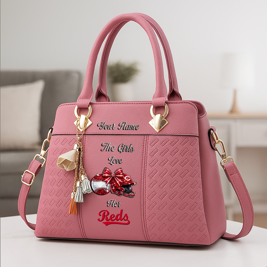 LIMITED EDITION - NEW CUSTOMIZED MLB05 CRS CINCINNATI REDS ZIP HANDBAG MULTICOLOR