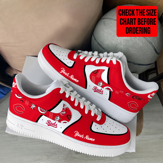 LIMITED EDITION - NEW CUSTOMIZED MLB05 CRS CINCINNATI REDS AF1 SHOES