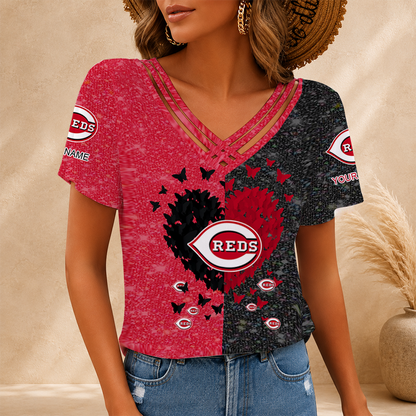 LIMITED EDITION - NEW CUSTOMIZED MLB05 CRS CINCINNATI REDS V-NECK SHIRT