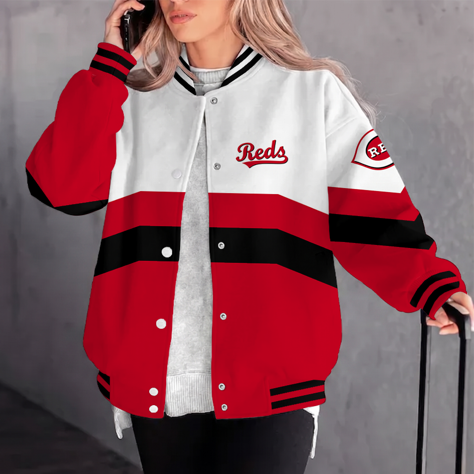 [FLASH SALE] NEW CUSTOMIZED MLB05 CRS CINCINNATI REDS SATIN VARSITY & BASEBALL JACKET