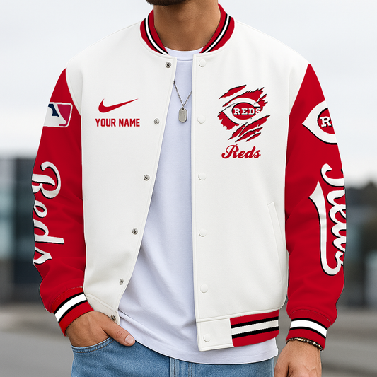 LIMITED EDITION - NEW CUSTOMIZED MLB05 CRS CINCINNATI REDS BASEBALL JACKET, SATIN VARSITY JACKET