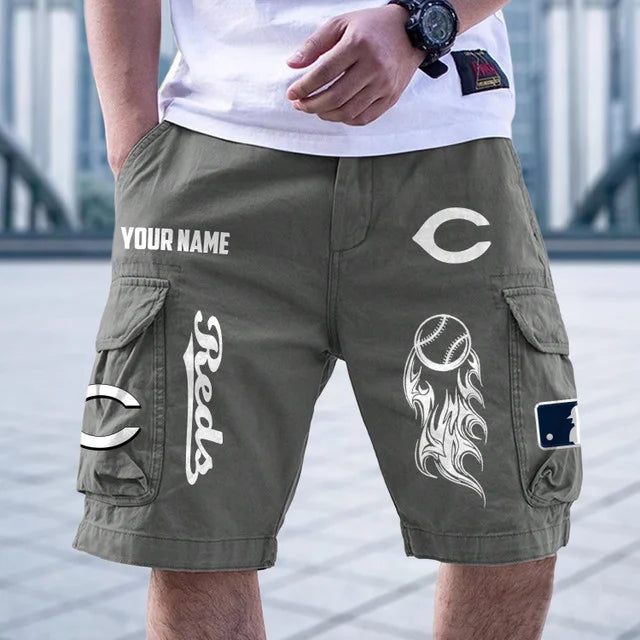 [FLASH SALE] NEW CUSTOMIZED MLB05 CRS CINCINNATI REDS MEN'S CARGO SHORTS