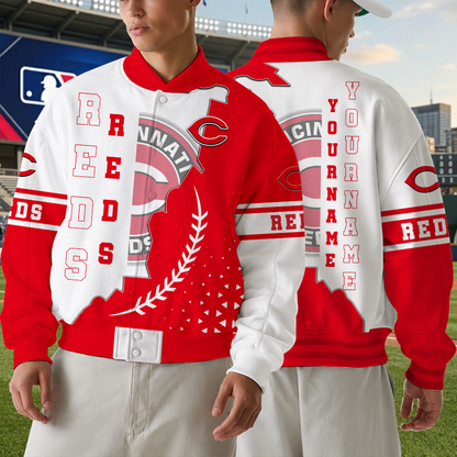 LIMITED EDITION - NEW CUSTOMIZED MLB05 CRS CINCINNATI REDS SATIN VARSITY & BASEBALL JACKET