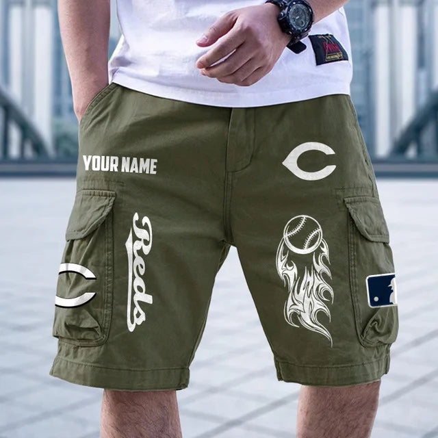 [FLASH SALE] NEW CUSTOMIZED MLB05 CRS CINCINNATI REDS MEN'S CARGO SHORTS
