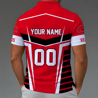 LIMITED EDITION - NEW CUSTOMIZED MLB05 CRS CINCINNATI REDS ZIP POLO SHIRT