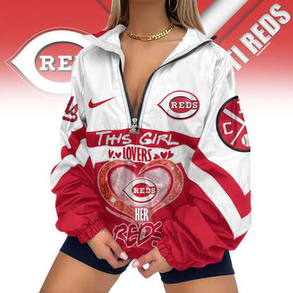 LIMITED EDITION - NEW CUSTOMIZED MLB05 CRS CINCINNATI REDS V-NECK ZIPPER SWEATSHIRT JACKET