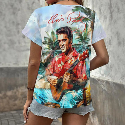 [FAN FAVORITE] NEW CUSTOMIZED ELVIS PRESLEY V-NECK FEMALE SHIRT