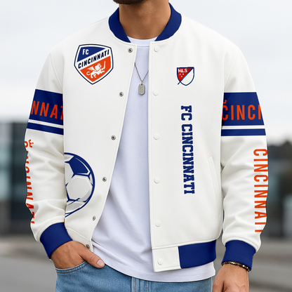 TOP SELLING - NEW CUSTOMIZED MLS05 FCC FC CINCINNATI SATIN VARSITY & BASEBALL JACKET