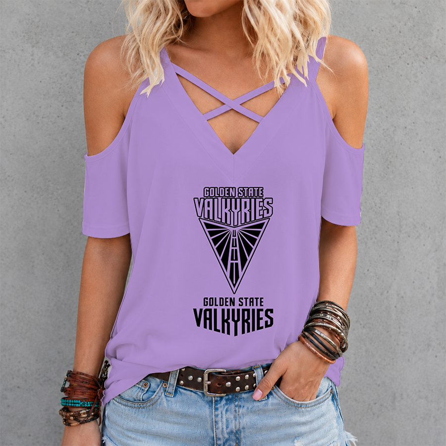 [FAN FAVORITE] NEW CUSTOMIZED WNBA05 GSV GOLDEN STATE VALKYRIES CRISS CROSS V-NECK TOP