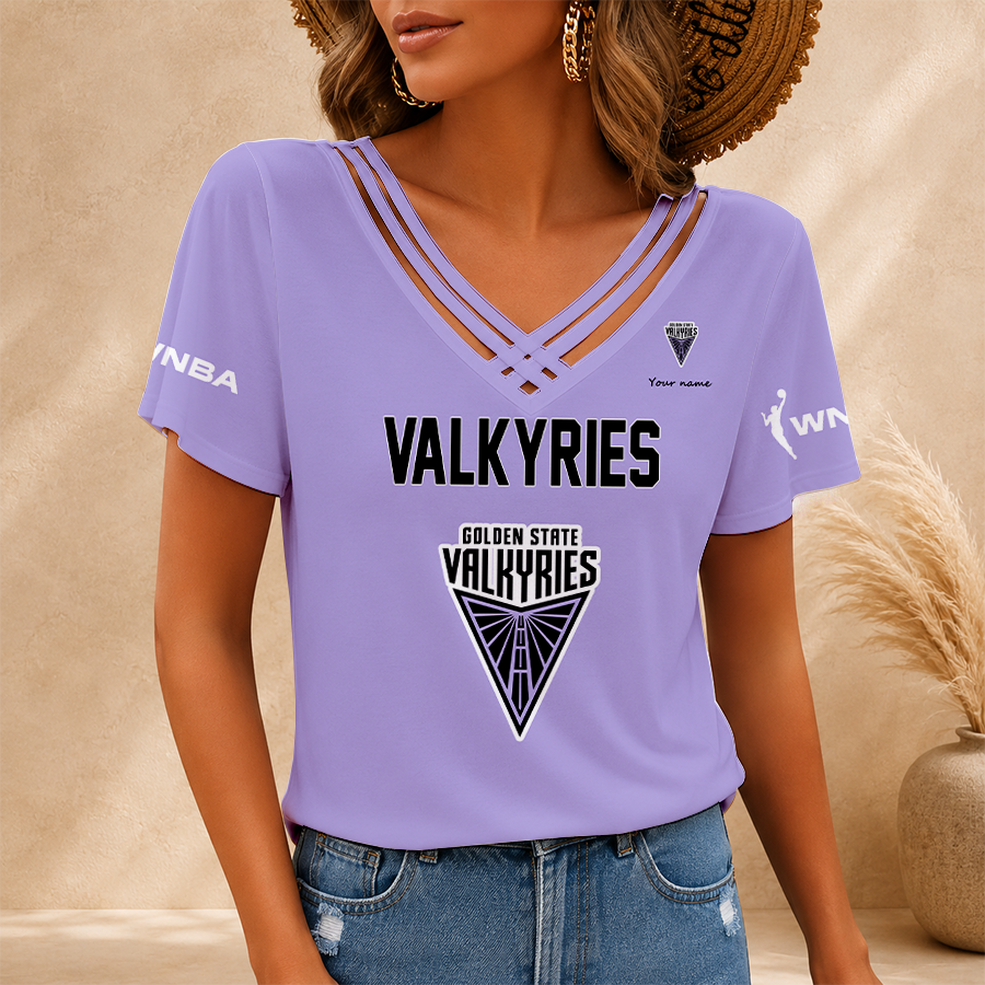 [FAN FAVORITE] NEW CUSTOMIZED WNBA05 GSV GOLDEN STATE VALKYRIES V-NECK SHIRT
