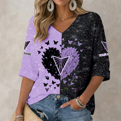 LIMITED EDITION - NEW CUSTOMIZED WNBA05 GSV GS VALKYRIES  WOMEN'S HEART V-NECK LONG SLEEVE SHIRT