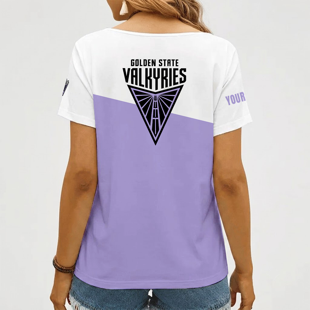 [FAN FAVORITE] NEW CUSTOMIZED WNBA05 GSV GOLDEN STATE VALKYRIES V-NECK FEMALE SHIRT