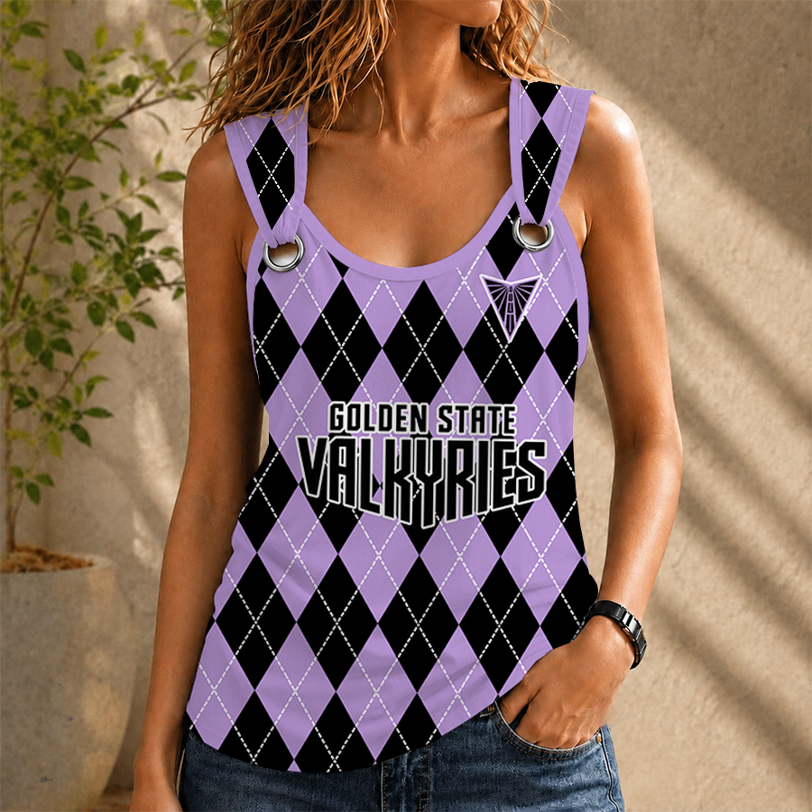 [FAN FAVORITE] NEW CUSTOMIZED WNBA05 GSV GOLDEN STATE VALKYRIES O-RING SHOULDER TANK TOP