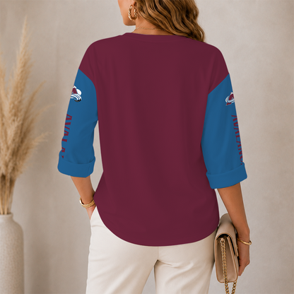 [SUPER SALE] NEW CUSTOMIZED NHL05 CAL COLORADO AVALANCHE WOMEN'S HEART V-NECK LONG SLEEVE SHIRT
