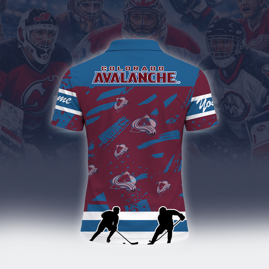 [SUPER SALE] NEW CUSTOMIZED NHL05 CAL COLORADO AVALANCHE POLO SHIRT