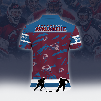 [SUPER SALE] NEW CUSTOMIZED NHL05 CAL COLORADO AVALANCHE POLO SHIRT