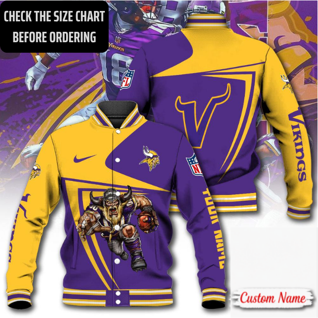 EXCLUSIVE EDITION - NEW CUSTOMIZED NFL05 MVK MINNESOTA VIKINGS SATIN VARSITY & BASEBALL JACKET