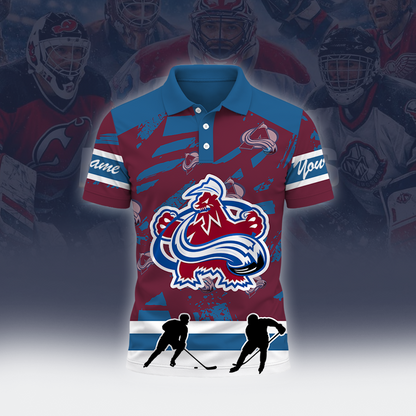 [SUPER SALE] NEW CUSTOMIZED NHL05 CAL COLORADO AVALANCHE POLO SHIRT