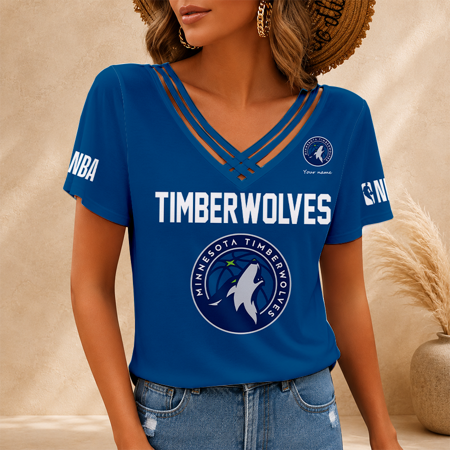 [HOT DEAL] NEW CUSTOMIZED NBA05 MTW MINNESOTA TIMBERWOLVES V-NECK SHIRT