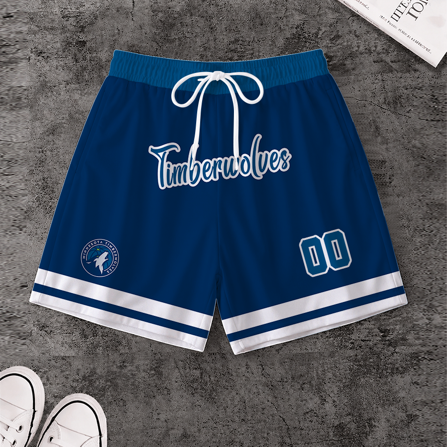 LIMITED EDITION - NEW CUSTOMIZED NBA05 MTW MINNESOTA TIMBERWOLVES SHORT PANTS