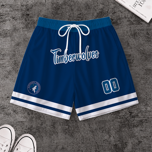 LIMITED EDITION - NEW CUSTOMIZED NBA05 MTW MINNESOTA TIMBERWOLVES SHORT PANTS