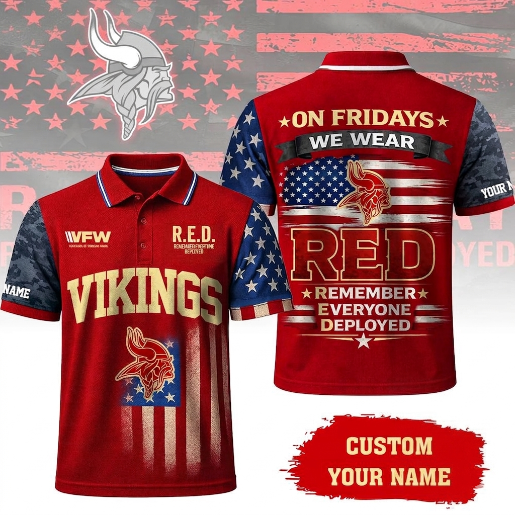 VIRAL EDITON - NEW CUSTOMIZED NFL05 MVK MINNESOTA VIKINGS INDEPENDENCE DAY POLO SHIRT, ZIP POLO SHIRT & T-SHIRTS