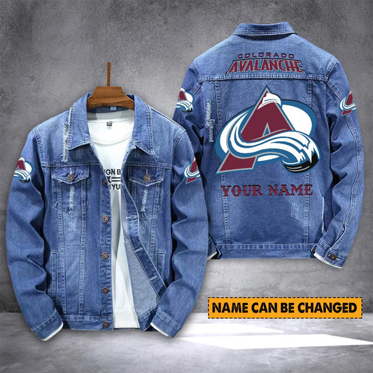 ELITE EDITION - NEW CUSTOMIZED NHL05 CAL COLORADO AVALANCHE DENIM JACKET