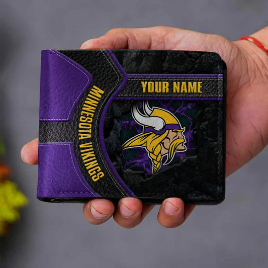 VIRAL EDITION - NEW CUSTOMIZED NFL05 MVK MINNESOTA VIKINGS LEATHER WALLET