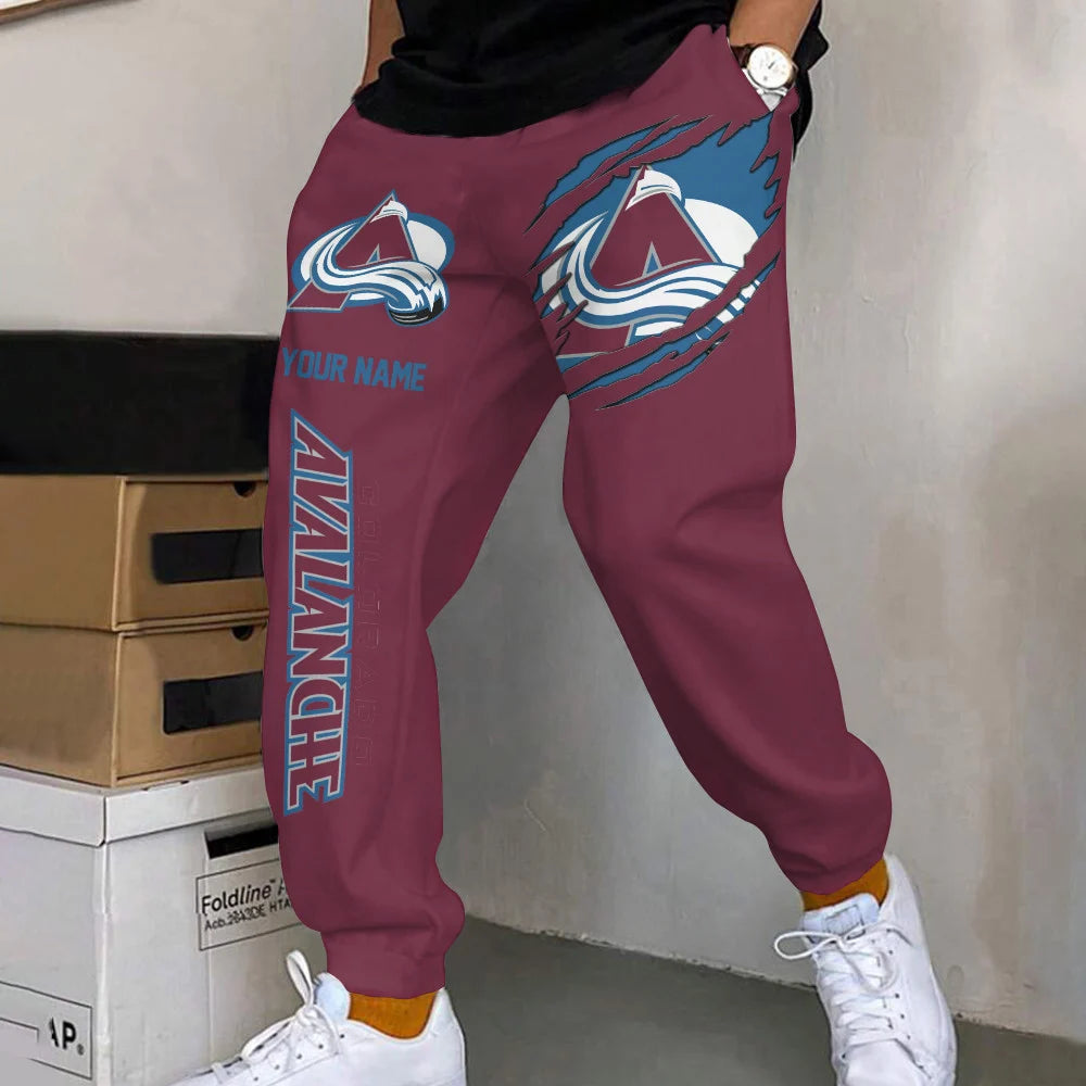ELITE EDITION - NEW CUSTOMIZED NHL05 CAL COLORADO AVALANCHE SWEATPANTS