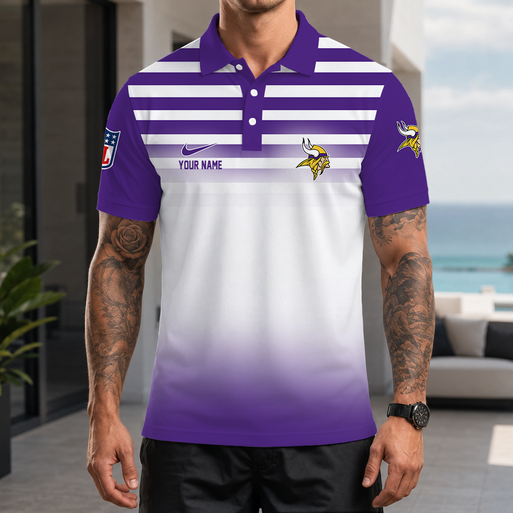 [SPECIAL OFFER] NEW CUSTOMIZED NFL05 MVK MINNESOTA VIKINGS POLO SHIRT