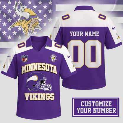 ELITE EDITION - NEW CUSTOMIZED NFL05 MVK MINNESOTA VIKINGS POLO SHIRT