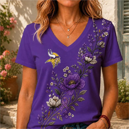 ELITE EDITION - NEW CUSTOMIZED NFL05 MVK MINNESOTA VIKINGS V-NECK FEMALE SHIRT