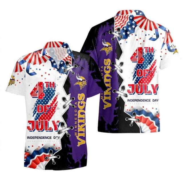 MEGA SALE - NEW CUSTOMIZED NFL05 MVK MINNESOTA VIKINGS INDEPENDENCE DAY HAWAIIAN SHIRT