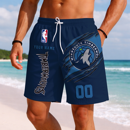 LIMITED EDITION - NEW CUSTOMIZED NBA05 MTW MINNESOTA TIMBERWOLVES SHORT PANTS