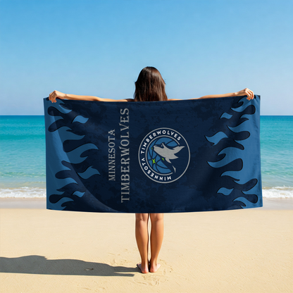 LIMITED EDITION - NEW CUSTOMIZED NBA05 MTW MINNESOTA TIMBERWOLVES BEACH TOWEL FOR FAN