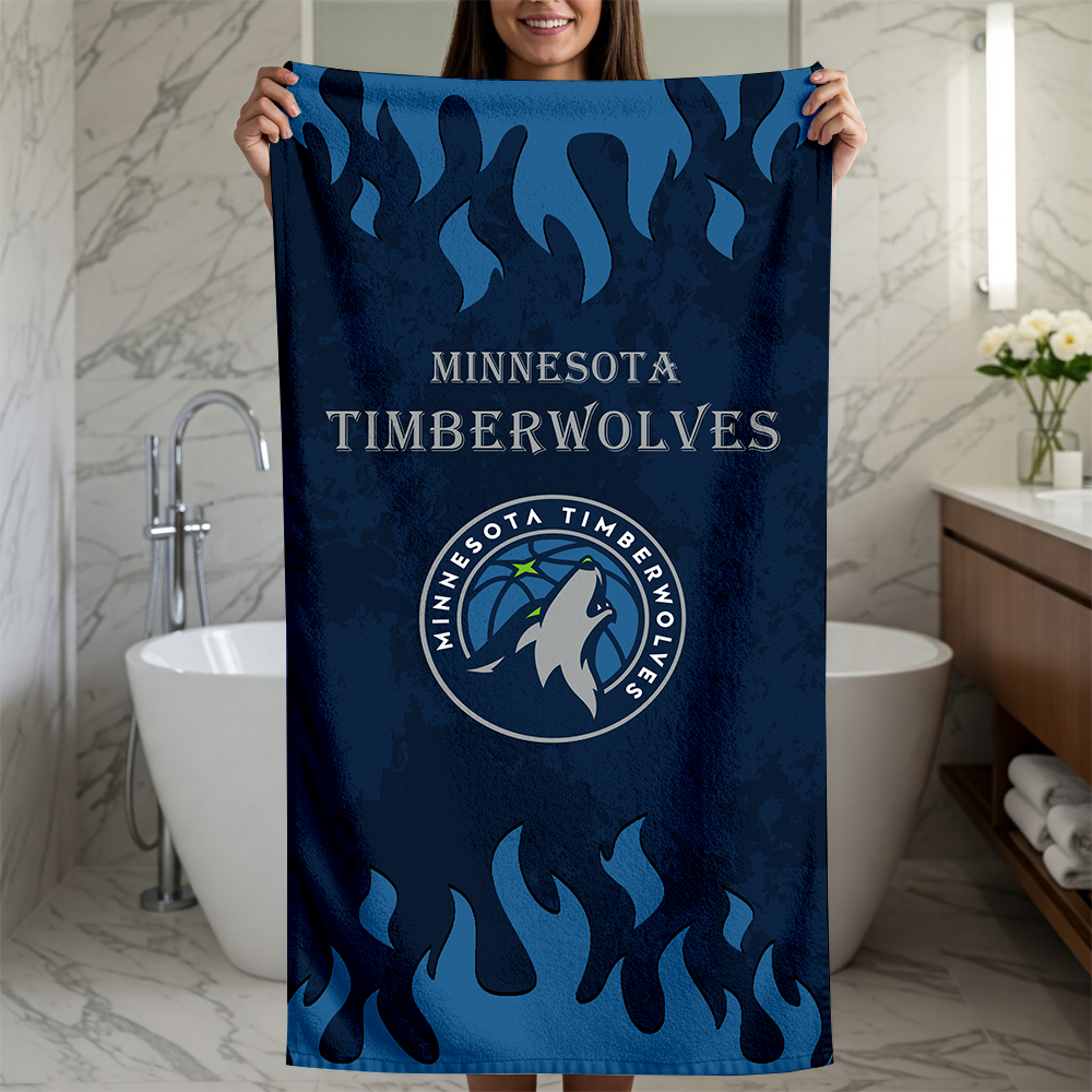 LIMITED EDITION - NEW CUSTOMIZED NBA05 MTW MINNESOTA TIMBERWOLVES BEACH TOWEL FOR FAN