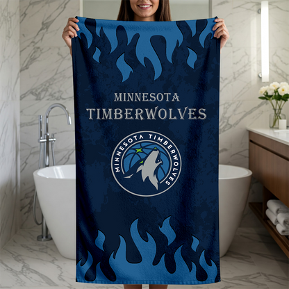 LIMITED EDITION - NEW CUSTOMIZED NBA05 MTW MINNESOTA TIMBERWOLVES BEACH TOWEL FOR FAN
