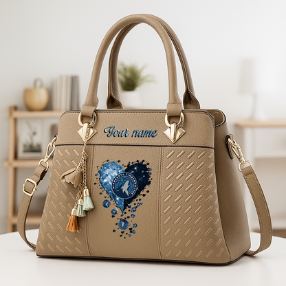 LIMITED EDITION - NEW CUSTOMIZED NBA05 MTW MINNESOTA TIMBERWOLVES ZIP HANDBAG MULTICOLOR