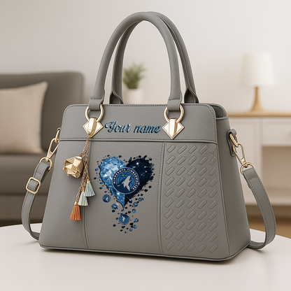LIMITED EDITION - NEW CUSTOMIZED NBA05 MTW MINNESOTA TIMBERWOLVES ZIP HANDBAG MULTICOLOR
