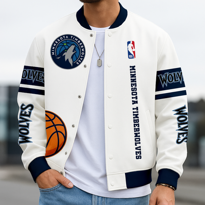 LIMITED EDITION - NEW CUSTOMIZED NBA05 MT MINNESOTA TIMBERWOLVES BASEBALL JACKET