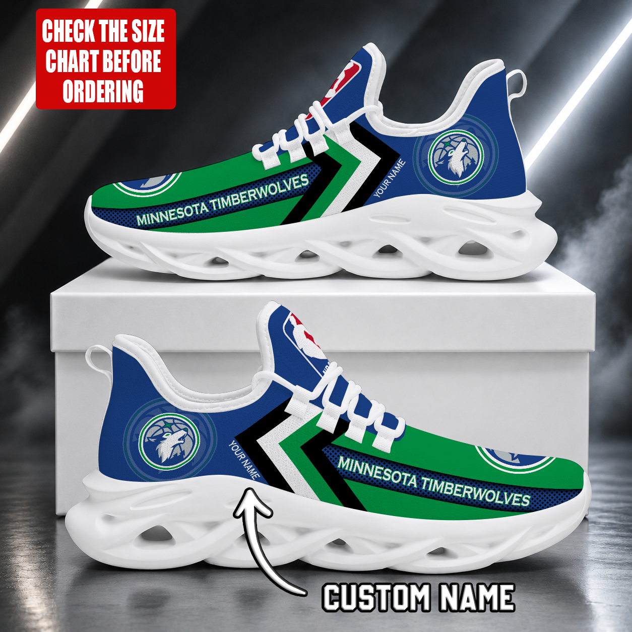 FINAL SALE - NEW CUSTOMIZED NBA05 MTW MINNESOTA TIMBERWOLVES MAX SOUL SHOES