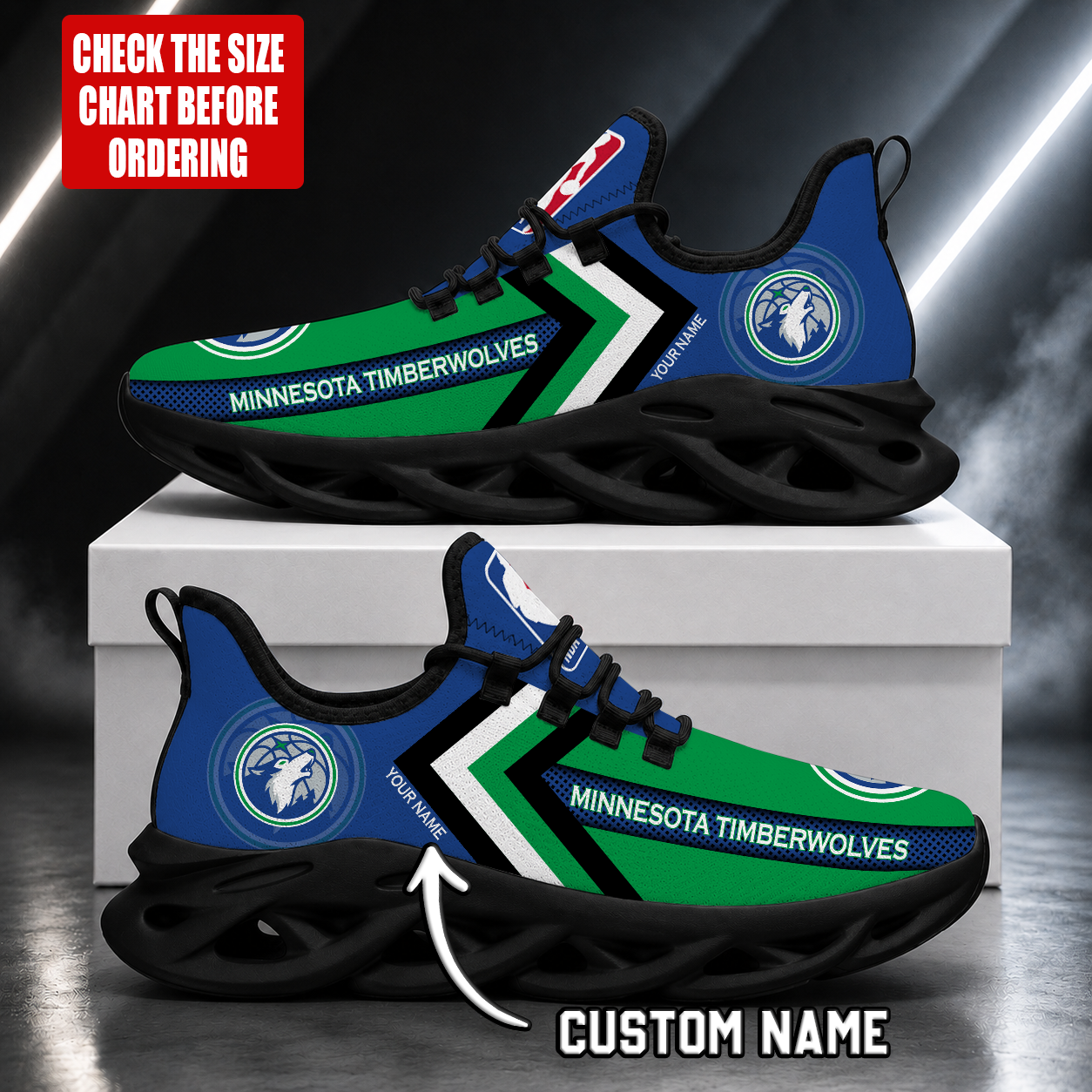 FINAL SALE - NEW CUSTOMIZED NBA05 MTW MINNESOTA TIMBERWOLVES MAX SOUL SHOES