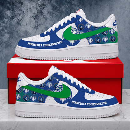 LIMITED EDITION - NEW CUSTOMIZED NBA05 MTW MINNESOTA TIMBERWOLVES AF1 SNEAKERS