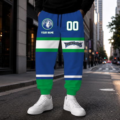ELITE EDITION - NEW CUSTOMIZED NBA05 MTW MINNESOTA TIMBERWOLVES SWEATPANTS