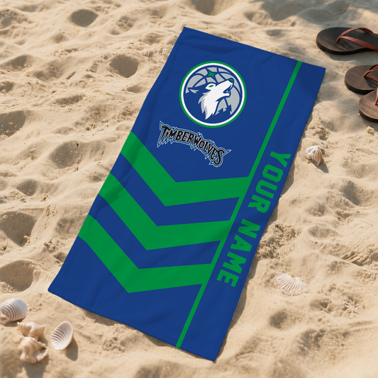 LIMITED EDITION - NEW CUSTOMIZED NBA05 MTW MINNESOTA TIMBERWOLVES BEACH TOWEL FOR FAN